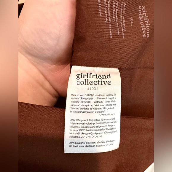 Girlfriend Collective NWT Topanga Halter Bra Sz 6XL Criss Cross Strap in Cafe - Picture 10 of 11